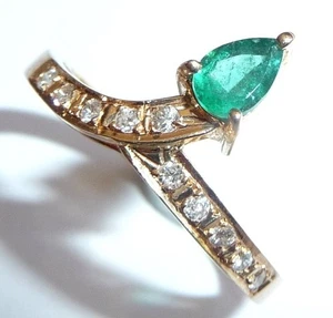 Ring 585 Gelbgold 0.25ct. Diamanten 0.15ct Smaragd Gr: 50 / 16 mm änderbar 2,5gr - Picture 1 of 9