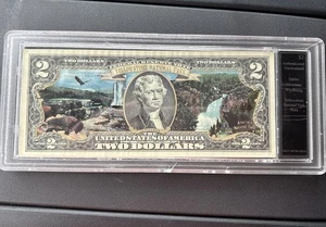 Yellowstone National Park Uncirculated Colorized $2 Dollar Bill - Picture 1 of 3