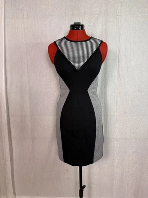 Vestido YOANNA BARASCHI Talla 0 Grabado PONTE Ventana Bloque de Color Sin Mangas D357 Foto 1 de 4