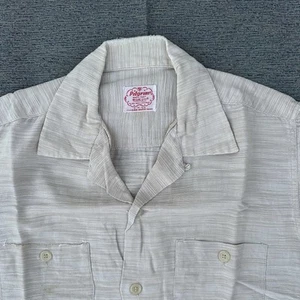 Vintage 50s Pilgrim Camp Collar Shirt Dan River Loop Button Mens M Well Worn - Picture 1 of 12