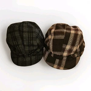 Pacchetto cappello berretto da donna a quadri Newsboy Cabbie ~ nero e grigio marrone e marrone ~ The GAP  - Foto 1 di 21