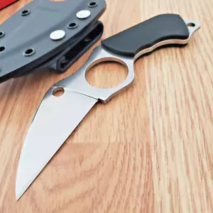 Spyderco Swick 5 Fixed Knife 2.75" LC 200 N Tool Steel Blade Black G10 Handle - Picture 1 of 14