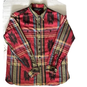 Polo Ralph Lauren Beacon Aztec Men’s Button Up Shirt Plaid Flannel Sz XL Serape - Picture 1 of 12