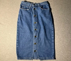 American Apparel Denim Skirt Women’s Size XS Blue Midi Button - Picture 1 of 9