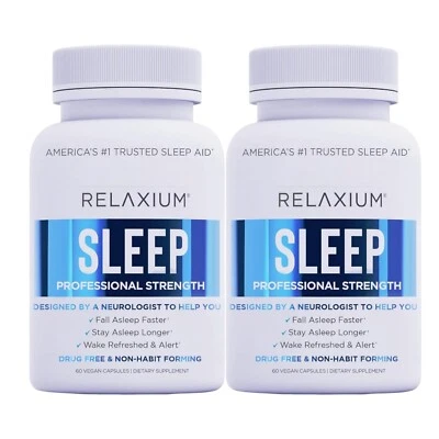 Pacote com 2 suplementos dietéticos naturais Relaxium Sleep para dormir melhor (120 cápsulas) - Imagem 1 de 4
