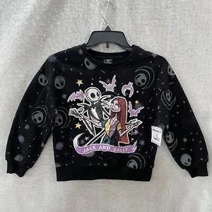 Disney Nightmare Before Christmas Girls Sweatshirt Jack & Sally M of L Black - Picture 1 of 12