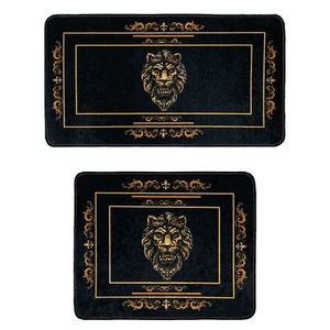 Badematte Badvorleger Badteppich Duschvorleger SET Löwe schwarz gold rutschfest - Bild 1 von 20