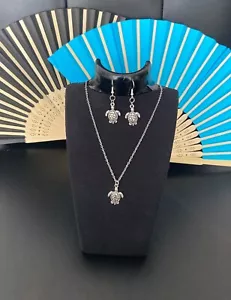 Silver Turtle Necklace & Earrings set birthday, Christmas gift Ladies jewellery  - Picture 1 of 3