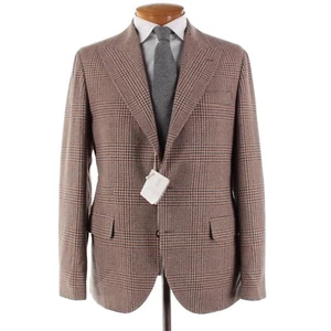 Brunello Cucinelli NWT Wool Blend Sport Coat Sz 50 40 US Orange/Beige/Gray Plaid - Picture 1 of 13