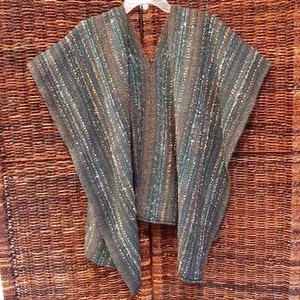 Cardigan misto lana oversize Ruana avvolgente festival artistico tessuto Lagenlook - Foto 1 di 5