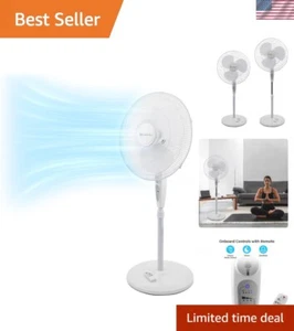 18 Inch Oscillating Floor Fan with Remote, 75 Degree Oscillation, White - Picture 1 of 11