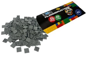 250 Stück Fliesen 2x2 Noppen Grau grey tile Klemmbaustein Baustein Kachel  - Bild 1 von 4