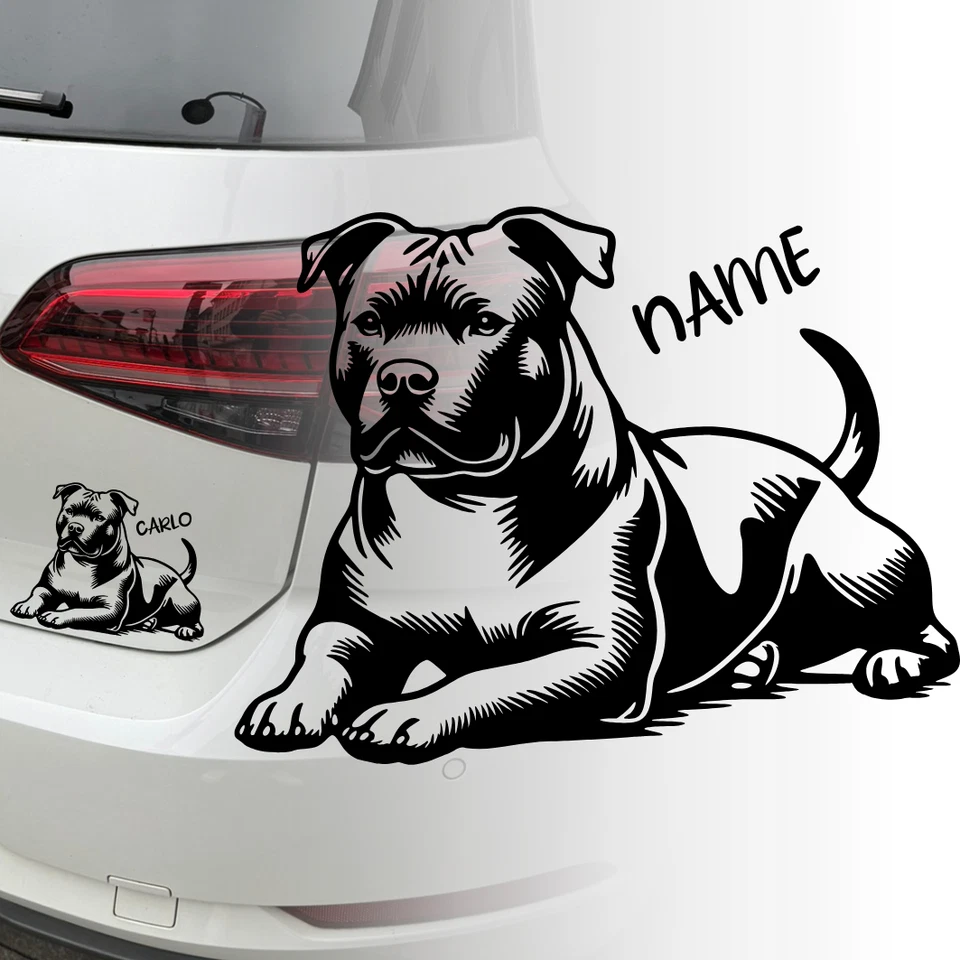 UNIDAMO Auto Aufkleber | American Bully Hund Dog | Wunschname Personalisiert Sticker 696