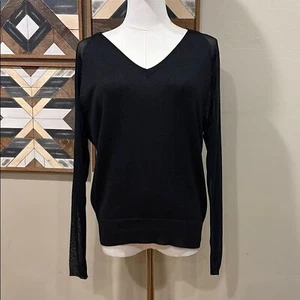 Ralph Lauren Black Label V-Neck Knit Mesh Sleeve Sweater Small *As-Is* - Picture 1 of 11