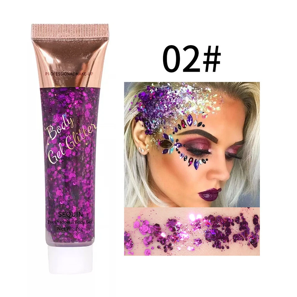 Face Glitters Body Gel Sequins Liquid Eyeshadow Chunky Glitter For Face Hair ♪ - Image 1 of 4