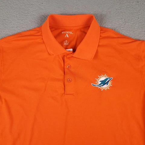 Miami Dolphins Polo Shirt Mens XL Orange Short Sleeve Sports NFL Cover