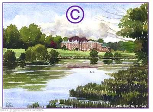 ENVILLE HALL NR KINVER SOUTH STAFFS WATERCOLOUR ARTISTS PRINT ART CARD 8"x 6" - Picture 1 of 1