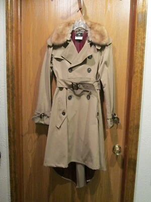 Jean Paul Gaultier 女士米色蝴蝶风衣雨衣外套 6 码 — 第 1/4 张图片