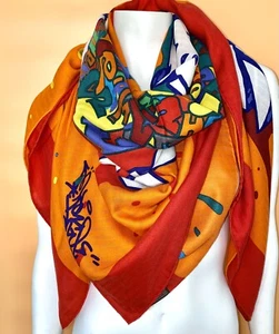 HERMES GRAFFITI QUADRATI 140 CASHMERE MULTICOLORE - Foto 1 di 11