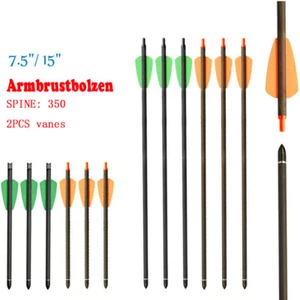 12x 7.5"/15" Bolzen Kohlenstoffpfeile Bolzen Carbon Arrows/Bolts Pfeile 2x Vanes - Picture 1 of 12