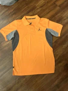 Boy's Air Jordan Nike Dri-Fit Youth Large Performance Polo Orange Shirt Orange - Picture 1 of 8
