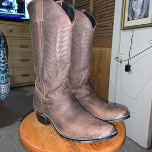 Diamond J 51014M TAN COMANCHE Leather Cowboy Western Boots Men's Size 9D - Picture 1 of 10