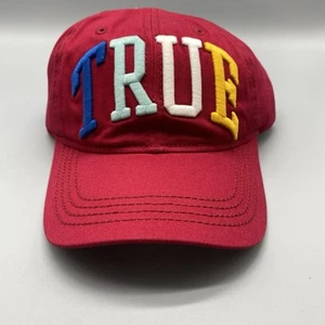 True Religion Hat Mens One Size Red TRUE Adujustable Strapback Cap Cotton - Picture 1 of 8