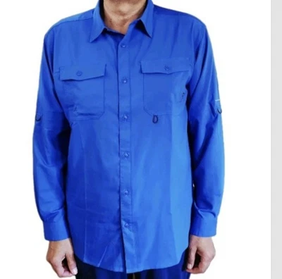 COLUMBIA Omni-Shade Hombres Azul UPF 40 Camisa Manga Larga Azul S,M Foto 1 de 4