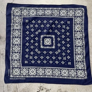 True Vintage 1940s Bandana FastColor Blue Paisley RN 13962 Made in USA - Picture 1 of 5