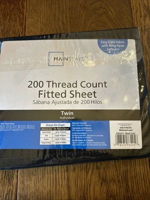 Mainstays простыня на резинке Twin черная сажа хлопок полиэстер 200TC новый - Изображение 1 из 4