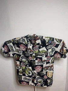 Box Office Island Motorcycle "Heaven Or Hell" Button down Shirt Mens Medium - Picture 1 of 5