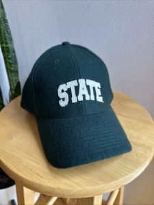 Michigan State Spartans 100% Wool One Size Vintage Green And White Baseball Cap - Picture 1 of 9