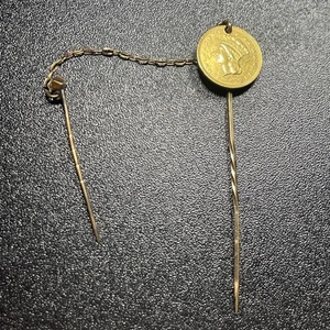 Antique Indian Princess 1 Dollar Gold Coin Stick Pin “JGJ” Engraved - Picture 1 of 3