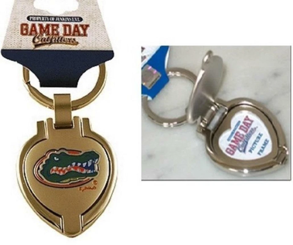 Florida Gators Metal Heart Locket Keychain [NEW] NCAA Key Chain Picture Frame - Image 1 of 1