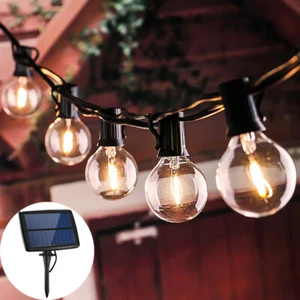 G40 Solar Powered String Light 10 LED 25 LED Bulbs Hanging Indoor Outdoor Garden - Picture 1 of 14