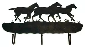 Regalo Rústico Metal Negro Mustang Porta Llaves con 3 Ganchos Montado en la Pared Decoración Nuevo - Imagen 1 de 8