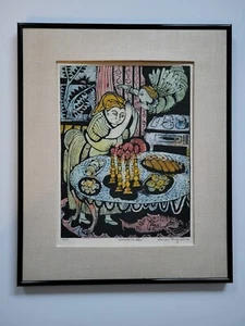 Limitierte Auflage Holzblock ""Sabbatkerzen"" von Louise August .. Bleistift signiert. - Bild 1 von 8