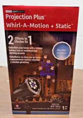LED LIGHT SHOW Christmas PROJECTION PLUS WHIRL-A-MOTION+STATIC (Let It Snow) - Image 1 of 4
