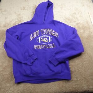 LSU Tigers Sweater Adult Large Purple Yellow Football Hoodie SEC Gildan Logo