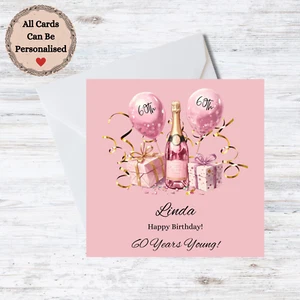 Handmade Personalised Birthday Card - 60th Female Customisable Names - Picture 1 of 1