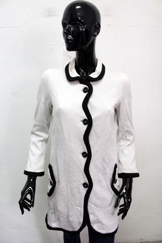 Moschino Donna Cappotto Taglia S Giacca Giubbino Coat Jacket Invernale Bianco