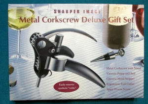  Corkscrew Sharper Image Metal Corkscrew Deluxe Gift Set - New But Open Box - Picture 1 of 3