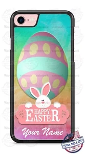 Happy Easter Day Egg & Rabbit Personalized Phone Case For iPhone Samsung Google - Picture 1 of 4