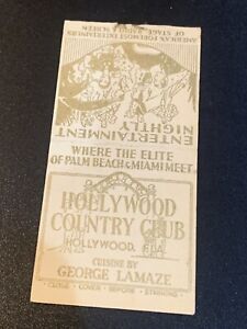 Vintage Florida Bobtail Matchbook: “Hollywood Country Club - George Lamaze”