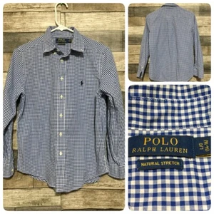 Polo Ralph Lauren Natural Stretch Gingham Plaid Button Up Shirt Size L (14-16) - Picture 1 of 8