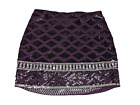 Express Womens Sequin Mini Skirt Purple Metallic Stretchy Body Con Size Small