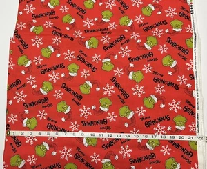 NUEVO Tela Algodón Media Yarda - Feliz Navidad Grinchmas Grinch Sobre Fondo Rojo - Imagen 1 de 2