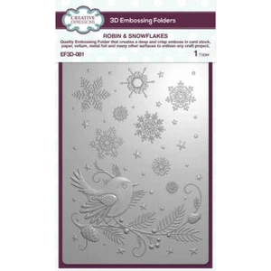Carpeta de estampado 3D Creative Expressions - Robin y copos de nieve (5 pulgadas x 7 pulgadas) - Imagen 1 de 6