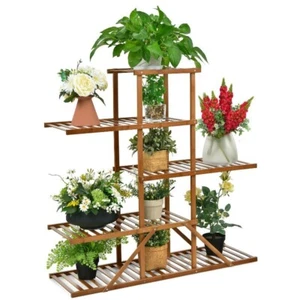 Bamboo Plant Pot Stand Indoor Outdoor Corner Flower Rack Holder Home Decoration - Picture 1 of 9