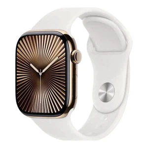 Apple Watch Series 10 (GPS + LTE) 42mm Gold Titanium Case White Band - Excellent - Zdjęcie 1 z 1